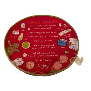 4 round Sugar Cookies Recipe  St. Nicholas Square Red 15” Placemat Embroidered